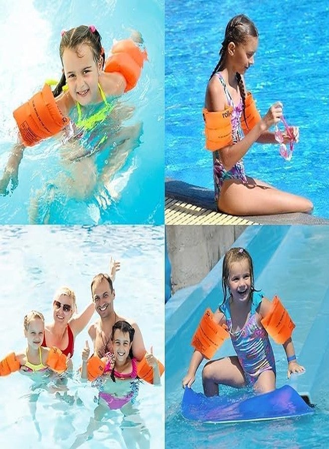 Snevil Inflatable Arm Swimming Floats Bands Floatation Water Wings for Children and Adults Eather Swimming arm Float Band (Orange) - Image 3